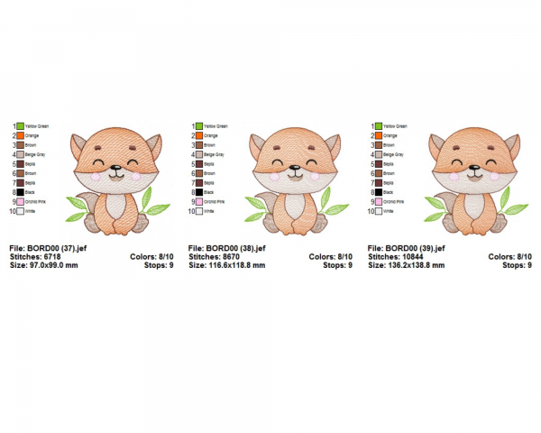 Baby Animal Embroidery Design -  Machine Embroidery Pattern - 3 Sizes  - Instant Download Machine Embroidery Designs