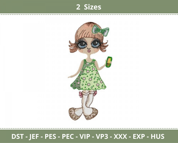 Fashion Girl Embroidery Design - Machine Embroidery Pattern - 2 Sizes - Instant Download Machine Embroidery Designs