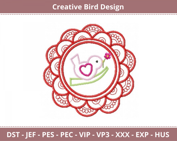 Creative Bird Embroidery Design - machine Embroidery Pattern -  Instant Download Machine Embroidery Designs