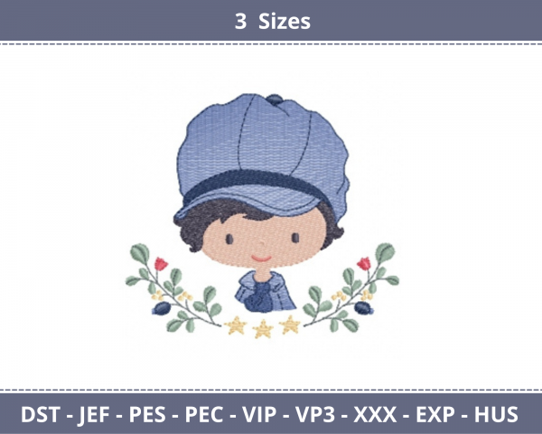 Boy Embroidery Design - Machine Embroidery Pattern - 3 Sizes - Instant Download Machine Embroidery Designs
