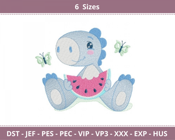 Baby Dinosaur Embroidery Design - Dino - machine Embroidery Pattern - 6 Sizes - Instant Download Machine Embroidery Designs