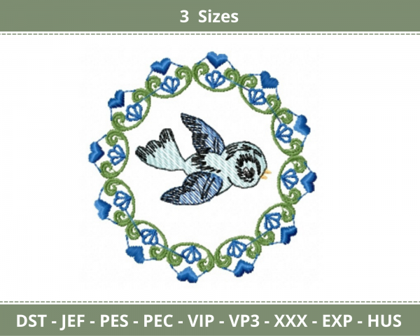 Bird Embroidery Design - Machine Embroidery Pattern - 3 Sizes - Instant Download Machine Embroidery Designs