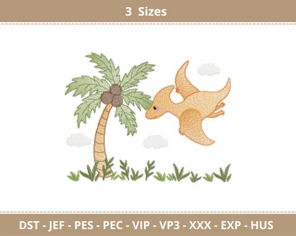 Dinosaur Embroidery Design - Animal - Machine Embroidery Pattern - 3 Sizes - Instant Download Machine Embroidery Designs
