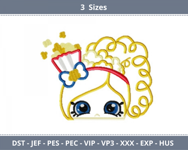 Pop Girl  Embroidery Design - Machine Embroidery Pattern - 3 Sizes - Instant Download Machine Embroidery Designs