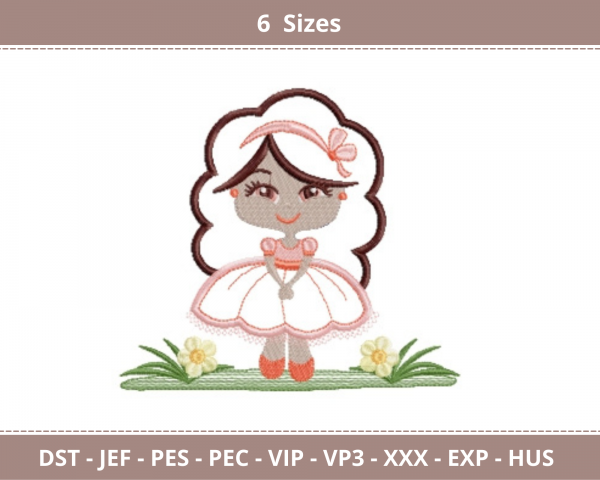 Barbie Girl Embroidery Design - Machine Embroidery Pattern - 6 Sizes - Instant Download Machine Embroidery Designs