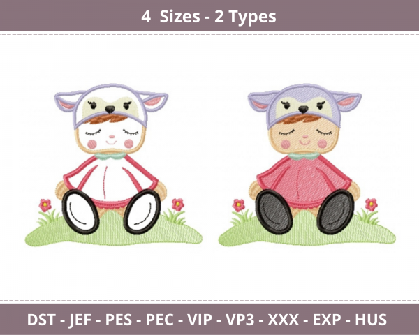 Baby Girl Embroidery Design - Machine Embroidery Pattern - 4 Sizes - 2 Types - instant Download  Machine Embroidery Designs