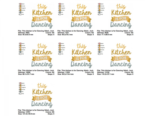 This kitchen is for Dancing Quotes Embroidery Design - Machine Embroidery Pattern - 7 Sizes - Instant Download Machine Embroidery Designs