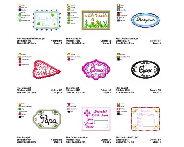 Creative Tag Embroidery Design - machine Embroidery Pattern - 21 Types - Instant Download Machine Embroidery Designs