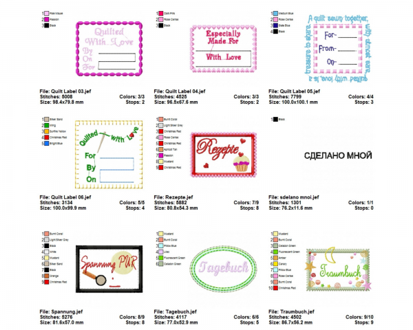 Creative Tag Embroidery Design - machine Embroidery Pattern - 21 Types - Instant Download Machine Embroidery Designs