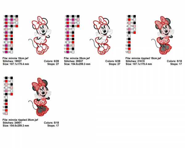 Mickey Mouse Embroidery Design - Cartoon - Machine Embroidery Pattern - 2 Sizes - 2 Types - Instant Download Machine Embroidery Designs