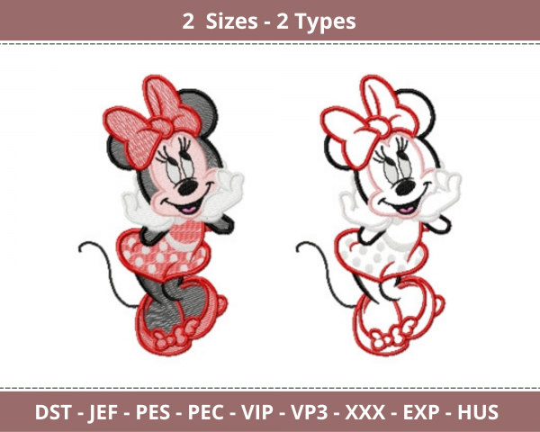 Mickey Mouse Embroidery Design - Cartoon - Machine Embroidery Pattern - 2 Sizes - 2 Types - Instant Download Machine Embroidery Designs