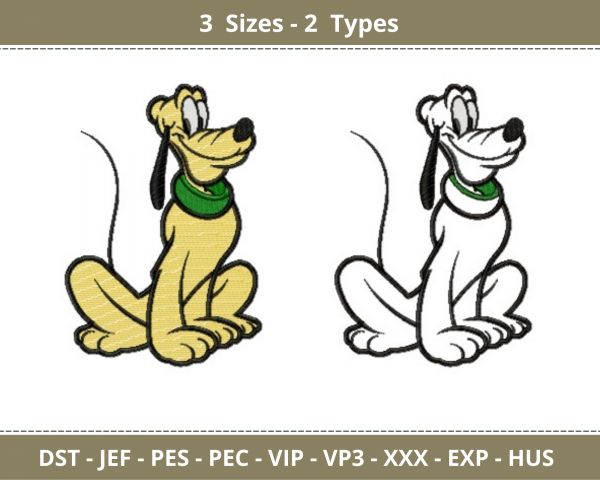 Cartoon Dog Embroidery Design - Machine Embroidery Pattern - 3 Sizes - 2 Types - Instant Download Machine Embroidery Designs