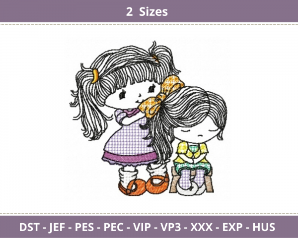 Barbie Girl Embroidery Design - Machine Embroidery Pattern - 2 Sizes - Instant Download Machine Embroidery Designs